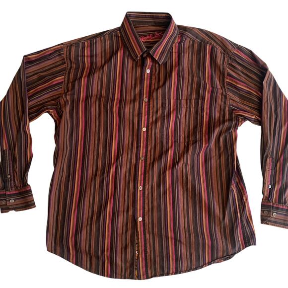 Bugatchi Uomo Men's Size XL Button Down Striped Long Sleeve Embroidered Shirt - Picture 11 of 15
